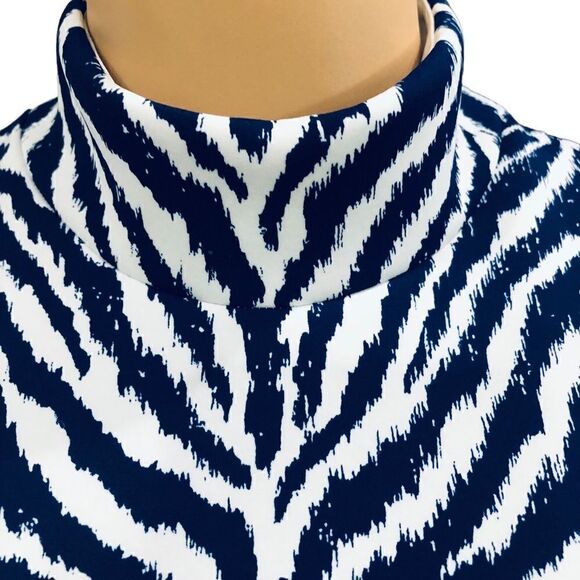 NWOT J. McLaughlin Montego Slim Scuba Zebra Print Mock Neckline Dress Sz L - Picture 3 of 14